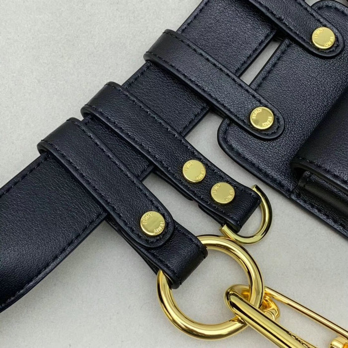 Fendi Calfskin Belt Bag Black F593D