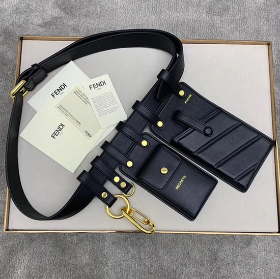 Fendi Calfskin Belt Bag Black F593D