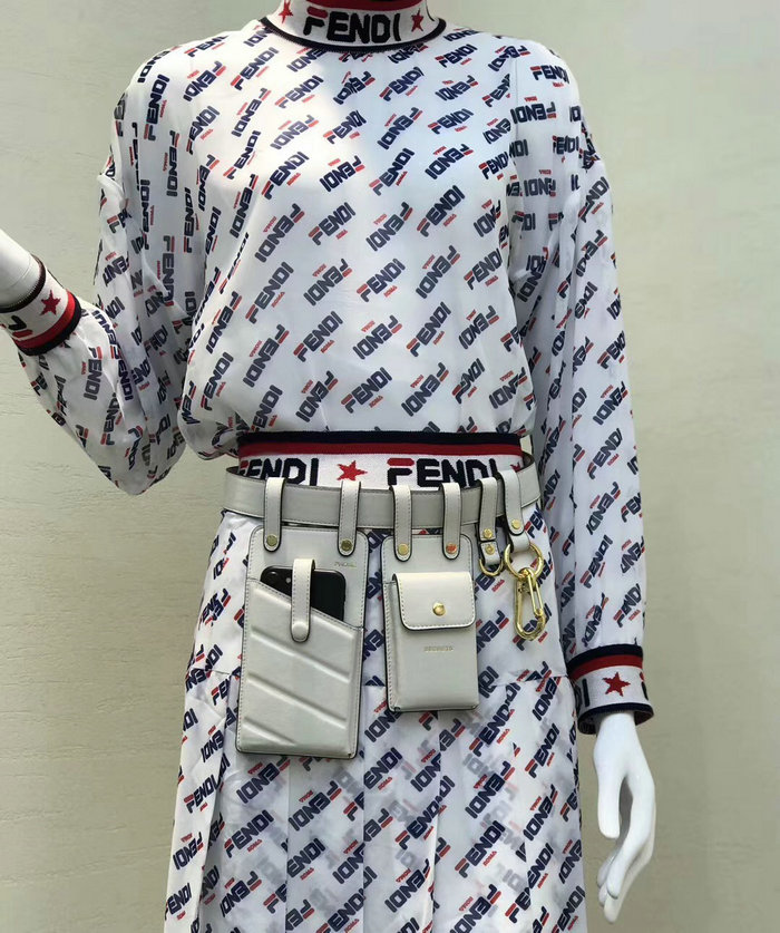 Fendi Calfskin Belt Bag White F593D