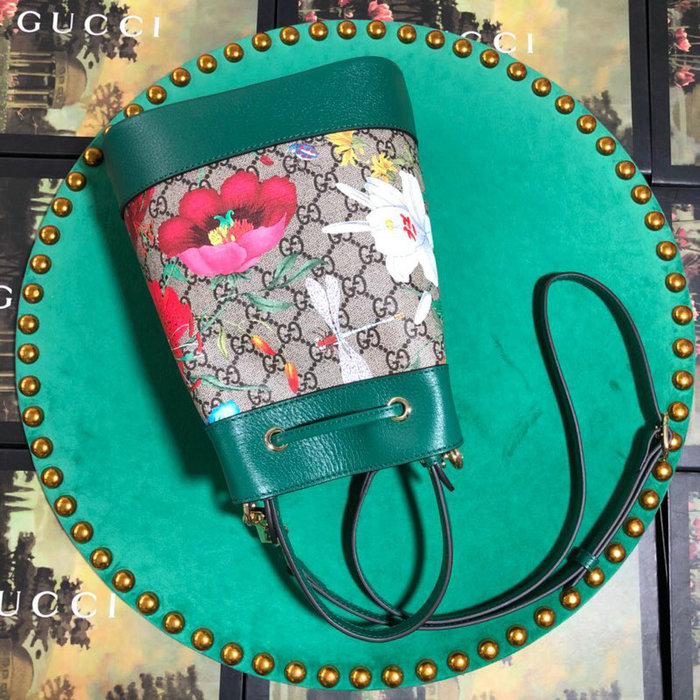 Gucci Ophidia GG Flora Small Bucket Bag Green 550621