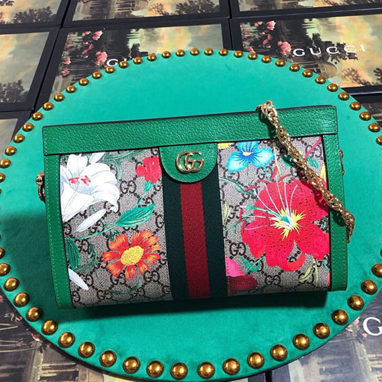 Gucci Ophidia GG Flora Small Shoulder Bag Green 503877