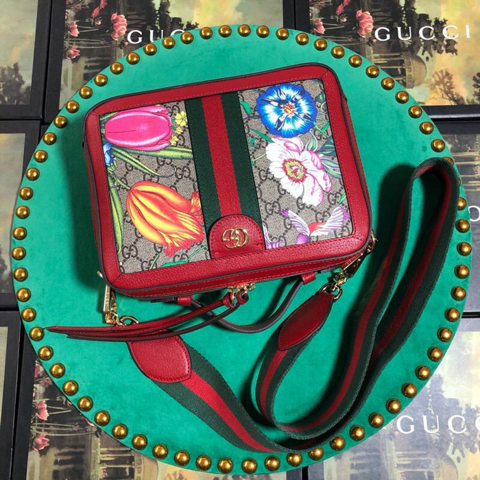 Gucci Ophidia GG Flora Small Shoulder Bag Red 550622