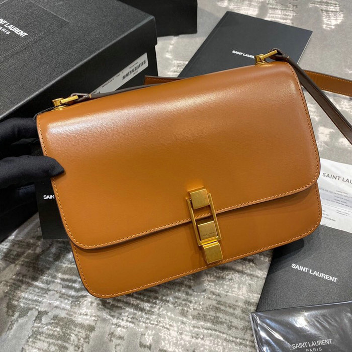 Saint Laurent Carre Satchel in Brown Smooth Leather 585060