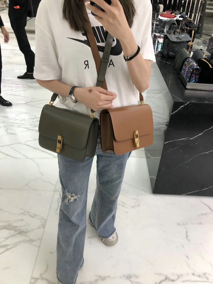 Saint Laurent Carre Satchel in Brown Smooth Leather 585060