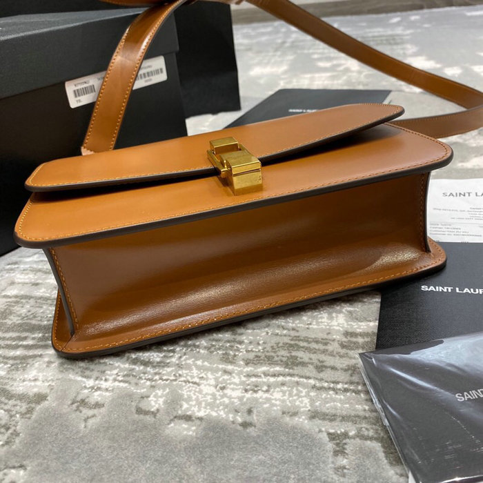 Saint Laurent Carre Satchel in Brown Smooth Leather 585060