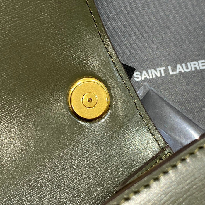 Saint Laurent Carre Satchel in Green Smooth Leather 585060