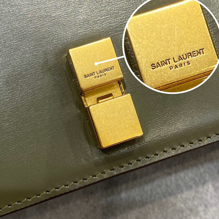 Saint Laurent Carre Satchel in Green Smooth Leather 585060