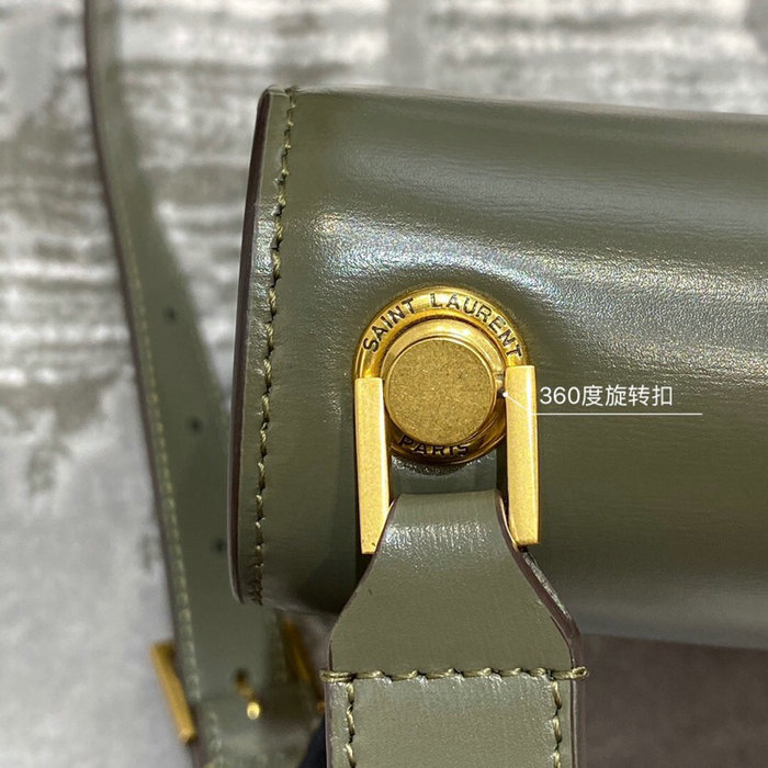 Saint Laurent Carre Satchel in Green Smooth Leather 585060