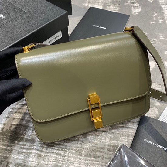 Saint Laurent Carre Satchel in Green Smooth Leather 585060