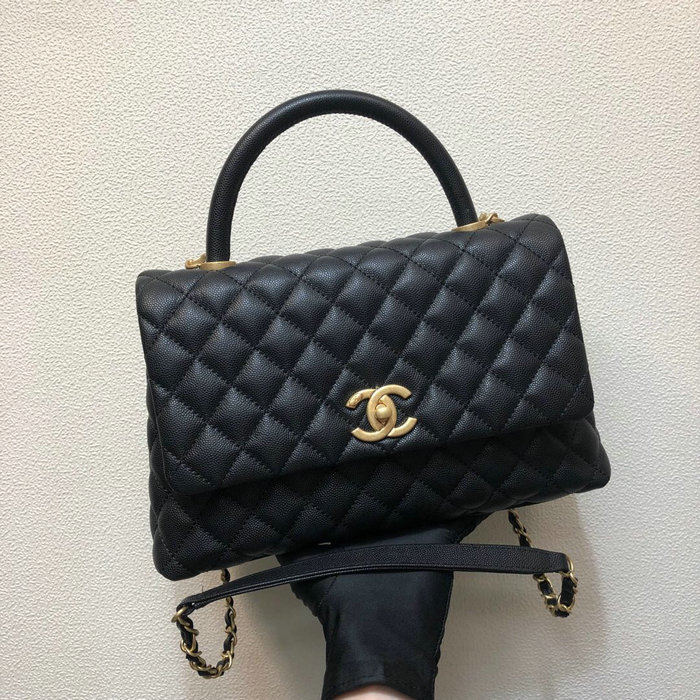 Chanel Flap Bag with Top Handle Black A92991