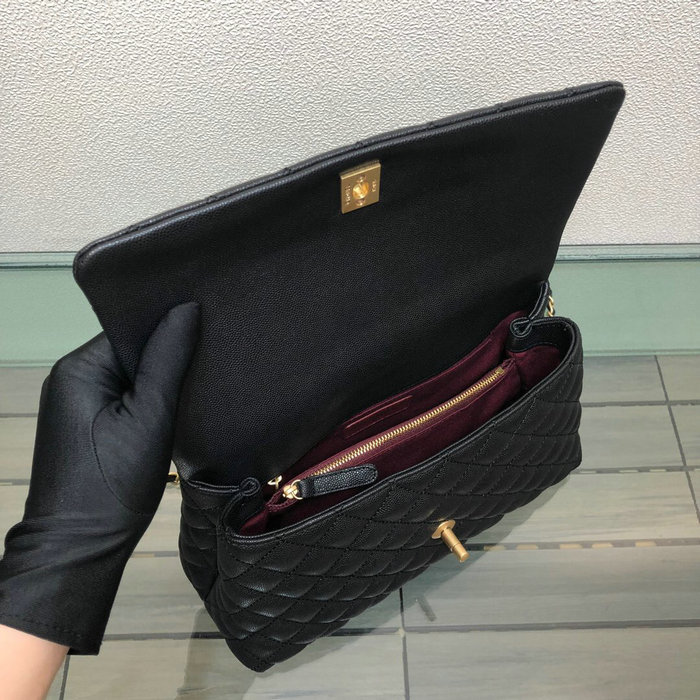 Chanel Flap Bag with Top Handle Black A92991