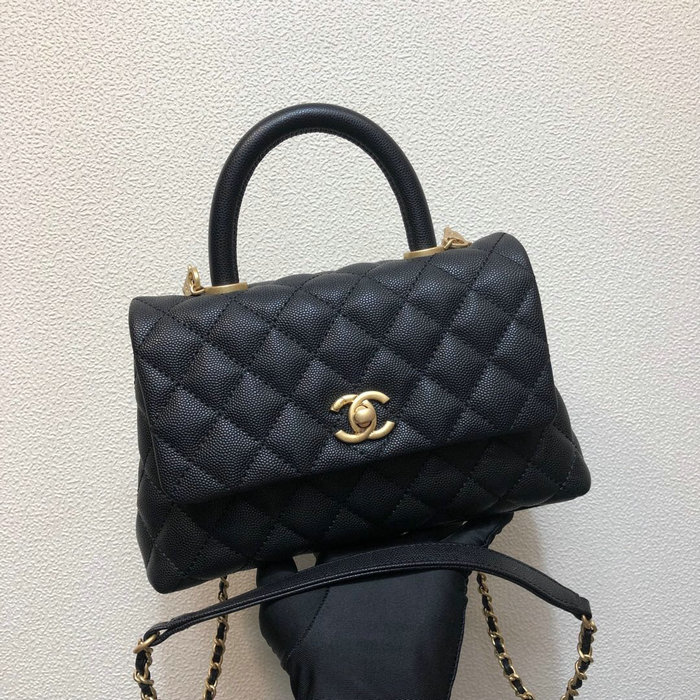 Chanel Small Flap Bag with Top Handle Black A92990