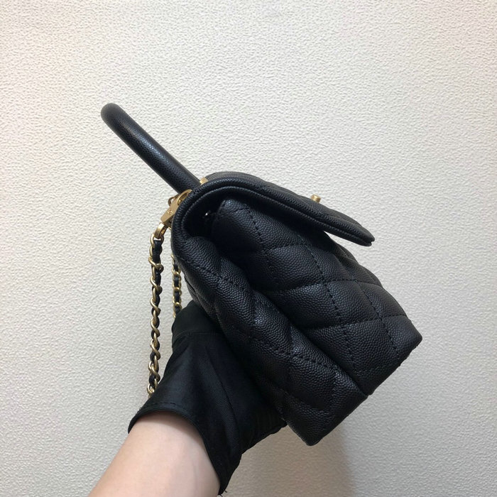 Chanel Small Flap Bag with Top Handle Black A92990