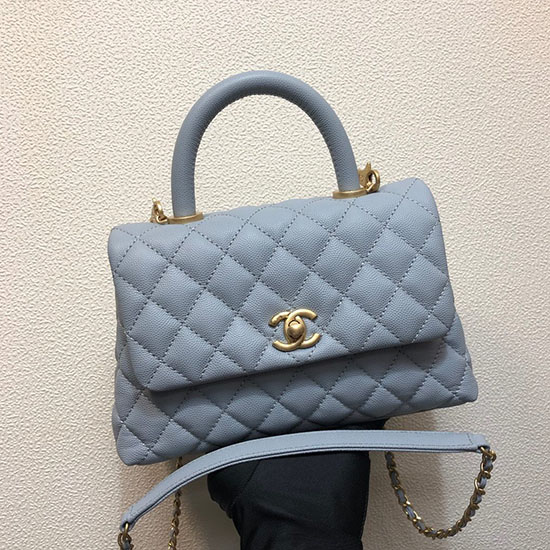 Chanel Small Flap Bag with Top Handle Blue A92990