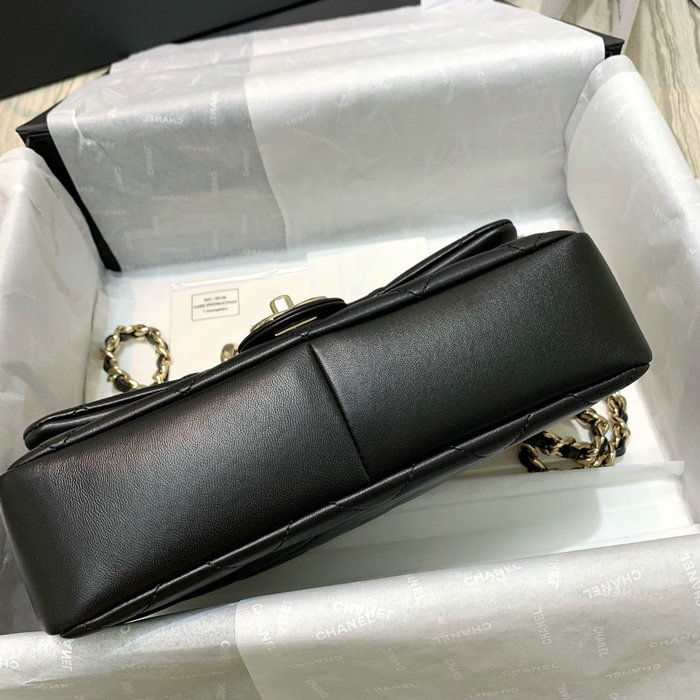 Chanel Lambskin Flap Shoulder Bag Black AS1353