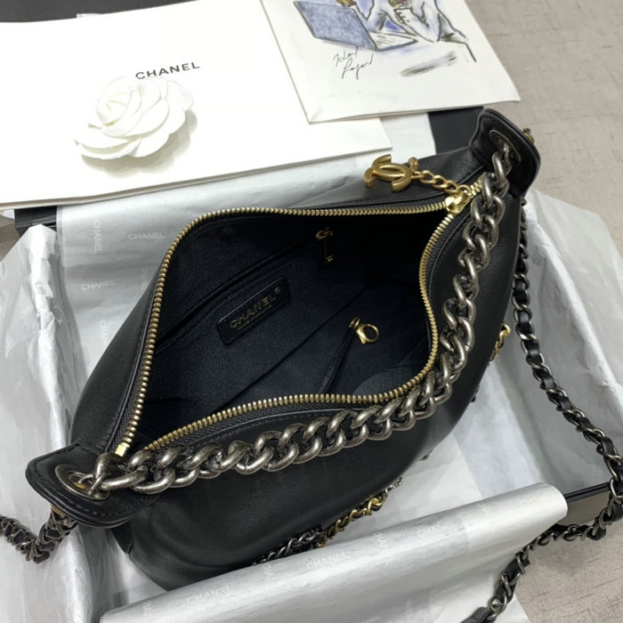 Chanel Calfskin Shoulder Bag Black AS02011