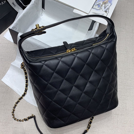 Chanel Calfskin Shoulder Bag Black AS02012