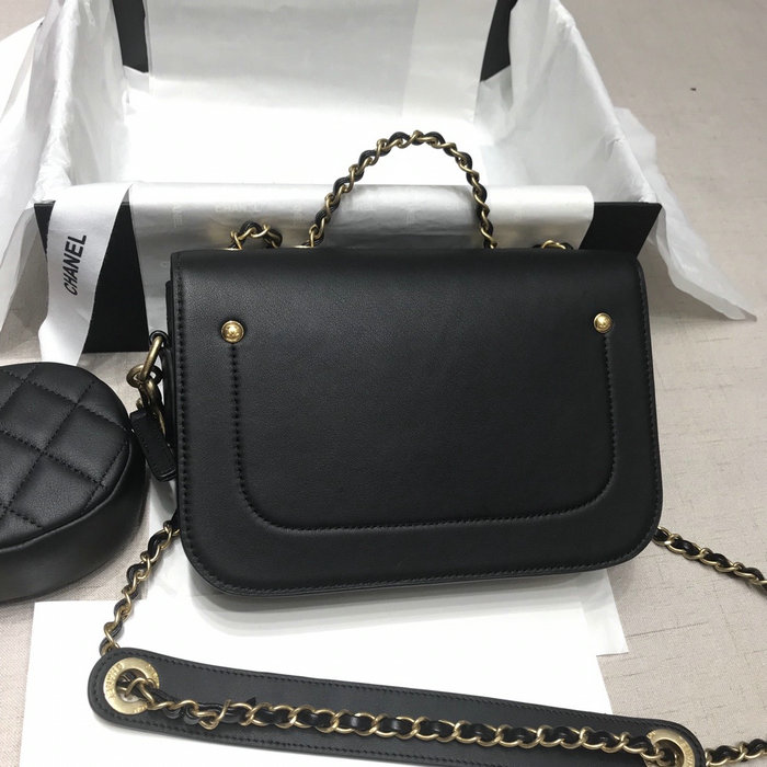 Chanel Calfskin Shoulder Bag Black AS02014