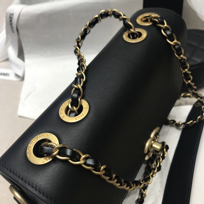 Chanel Calfskin Shoulder Bag Black AS02014