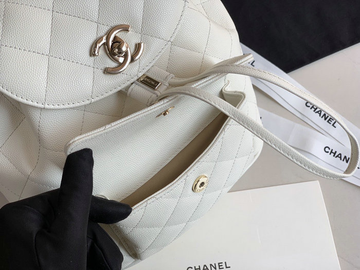 Chanel Grained Calfskin Backpack White AS1371