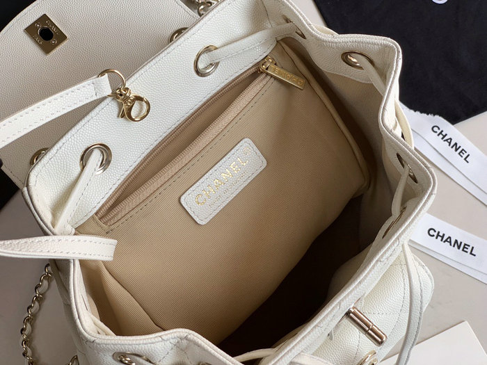 Chanel Grained Calfskin Backpack White AS1371