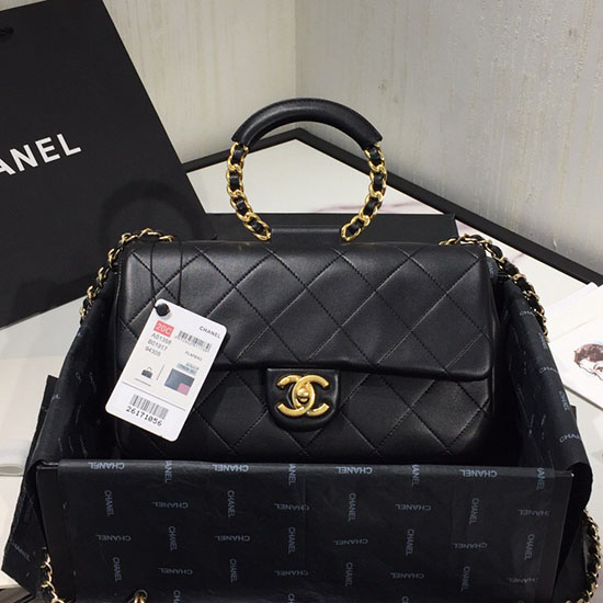 Chanel Lambskin Flap Bag Black AS1358