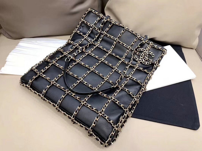 Chanel Lambskin Shopping Bag Black AS1383