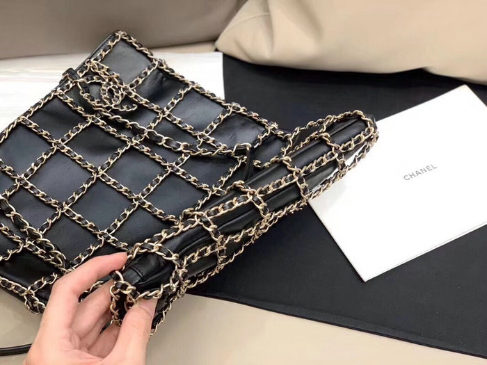 Chanel Lambskin Shopping Bag Black AS1383