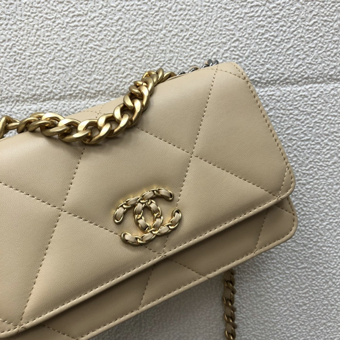 Chanel Lambskin Flap Chain Wallet Beige A15011