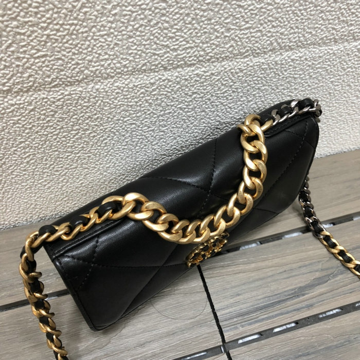 Chanel Lambskin Flap Chain Wallet Black A15011