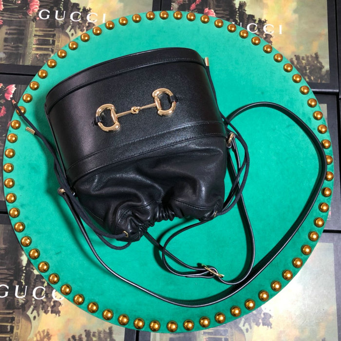 Gucci 1955 Horsebit Bucket Bag Black 602118