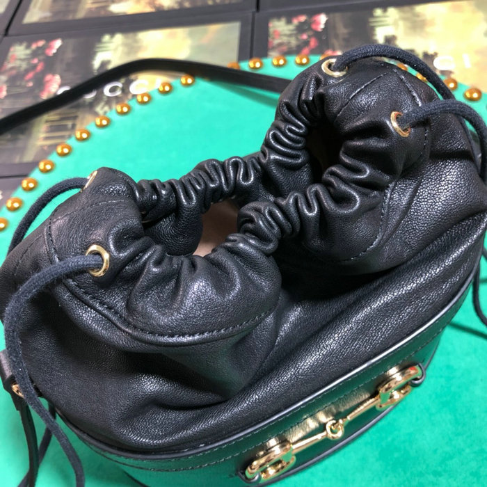 Gucci 1955 Horsebit Bucket Bag Black 602118