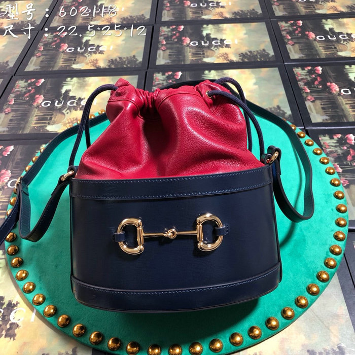 Gucci 1955 Horsebit Bucket Bag Blue 602118