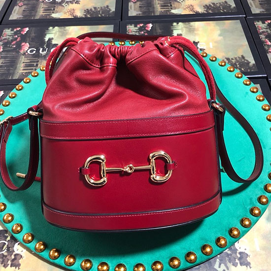 Gucci 1955 Horsebit Bucket Bag Red 602118