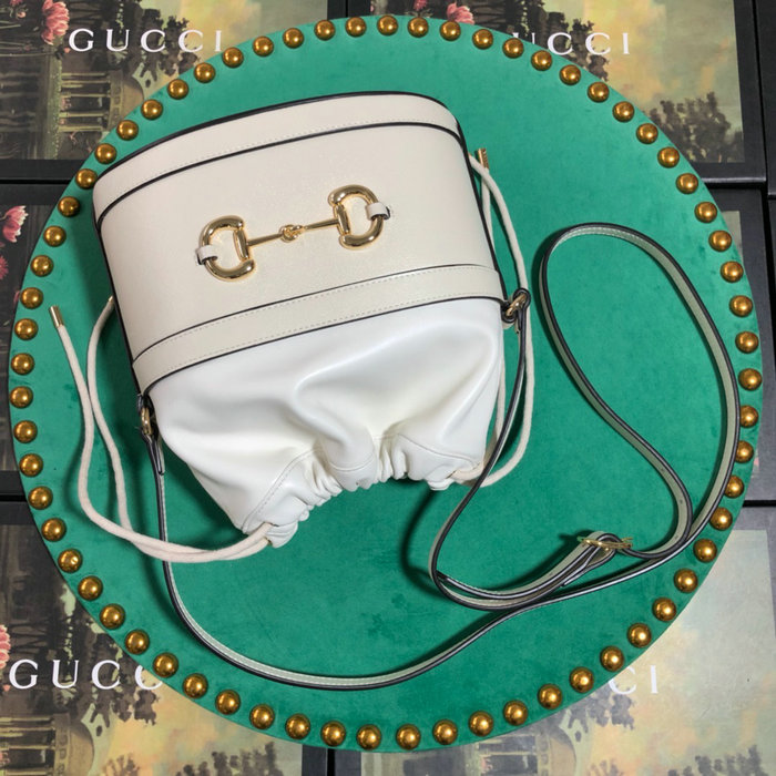 Gucci 1955 Horsebit Bucket Bag White 602118