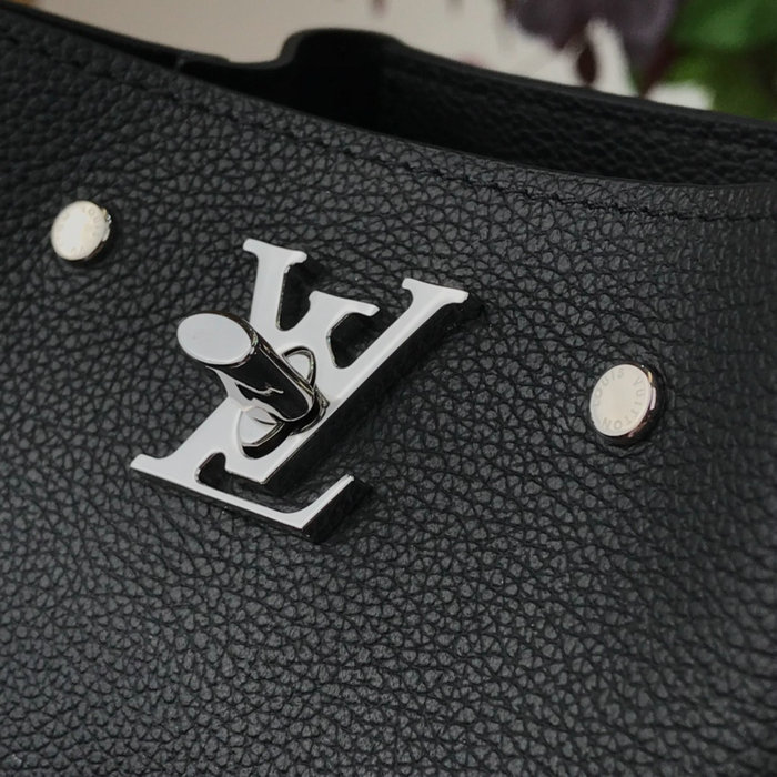 Louis Vuitton Grained Calfskin Nano Lockme Bucket Noir M68709