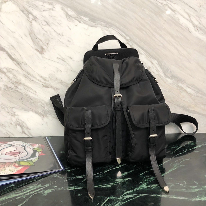 Prada Nylon Backpack Black Black 1BZ063