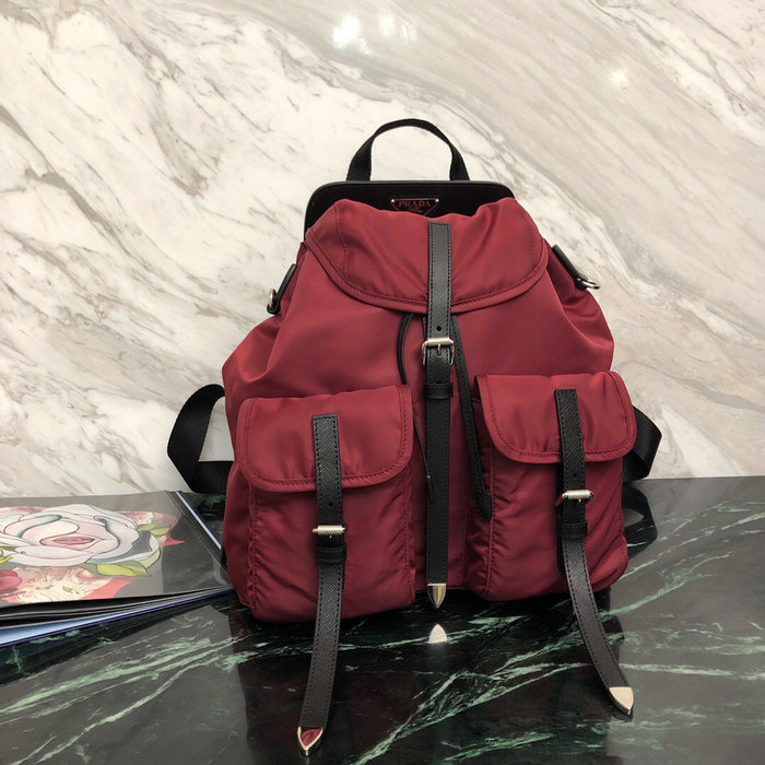 Prada Nylon Backpack Burgundy 1BZ063