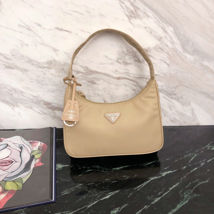 Prada Nylon Hobo Bag Beige 1NE515