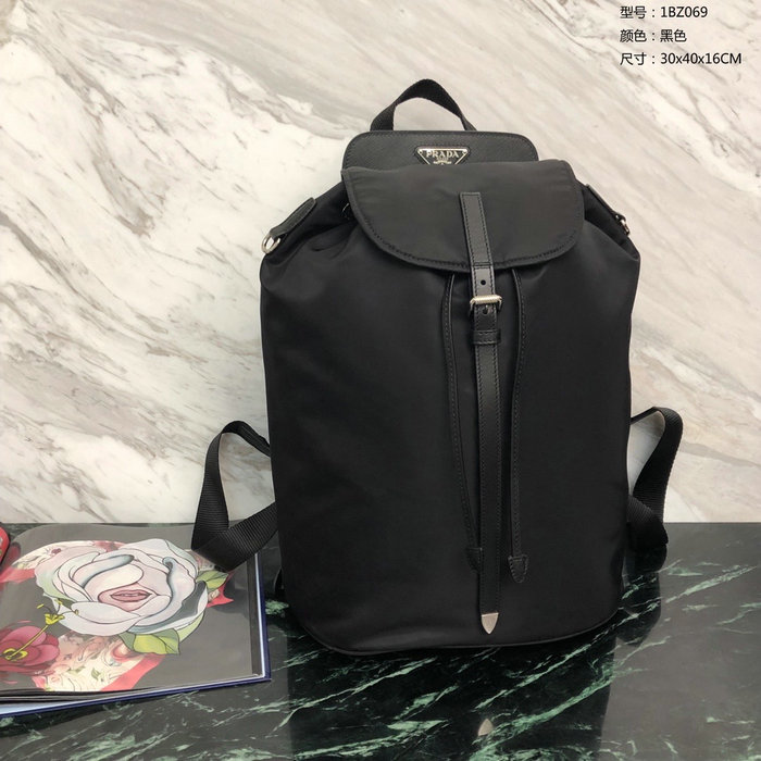 Prada Nylon and Saffiano Leather Backpack Black 1BZ069