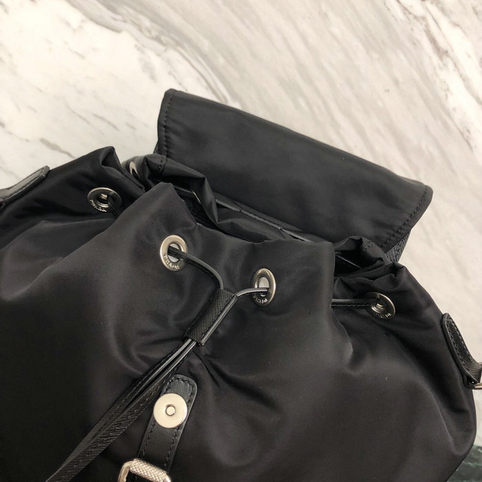 Prada Nylon and Saffiano Leather Backpack Black 1BZ069