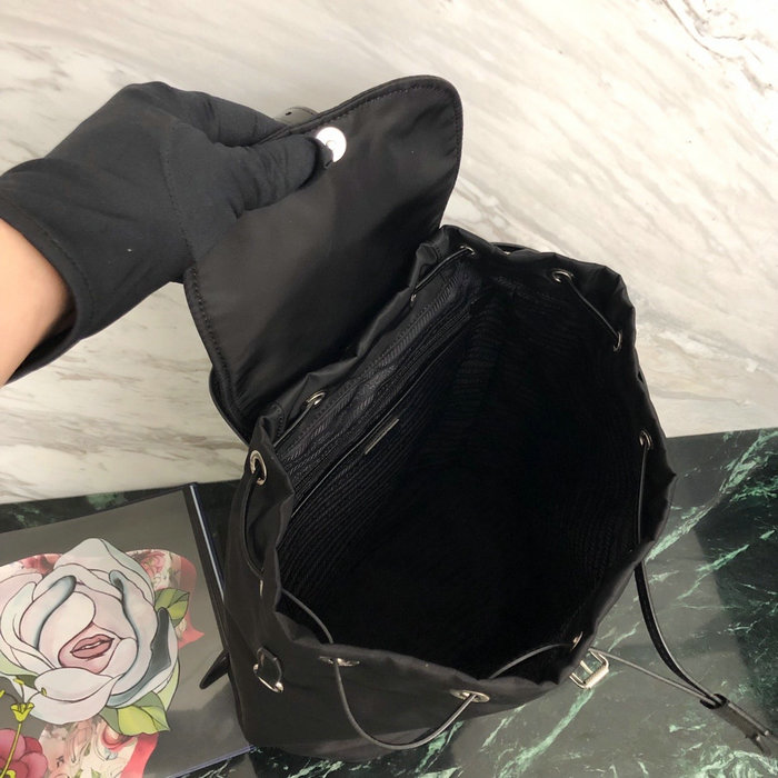 Prada Nylon and Saffiano Leather Backpack Black 1BZ069