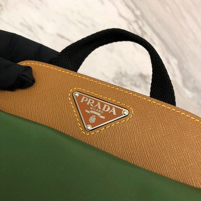 Prada Nylon and Saffiano Leather Backpack Green 1BZ069