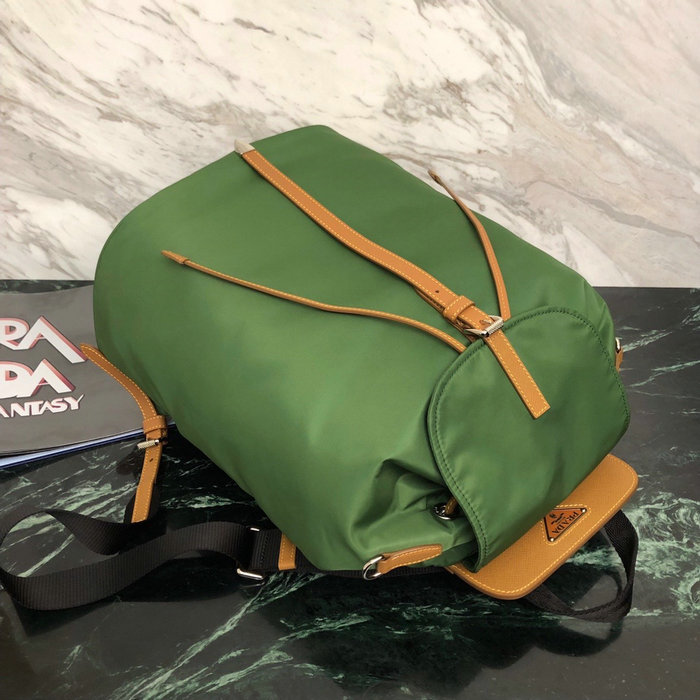 Prada Nylon and Saffiano Leather Backpack Green 1BZ069