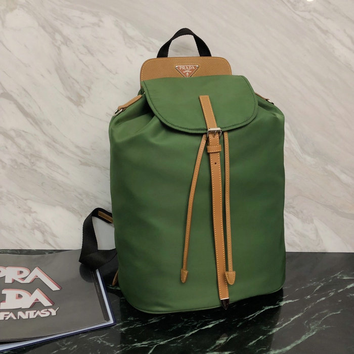 Prada Nylon and Saffiano Leather Backpack Green 1BZ069