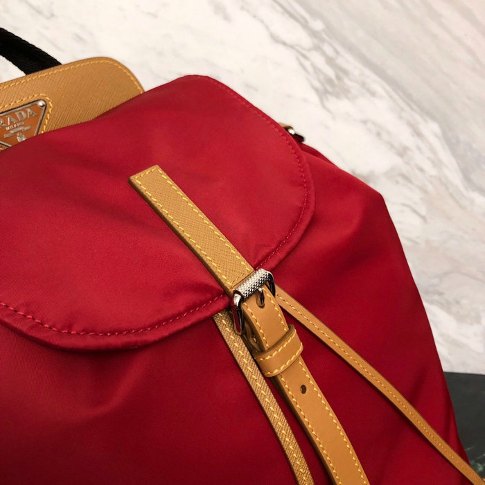 Prada Nylon and Saffiano Leather Backpack Red 1BZ069