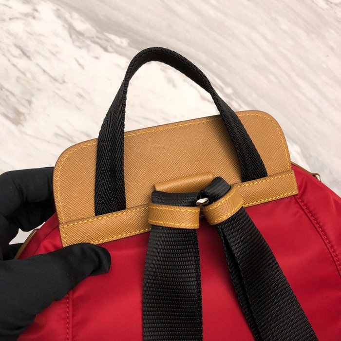 Prada Nylon and Saffiano Leather Backpack Red 1BZ069