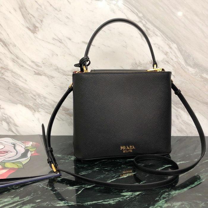 Prada Saffiano Top Handle Bag Black 1BN012