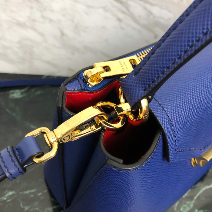 Prada Saffiano Top Handle Bag Blue 1BN012