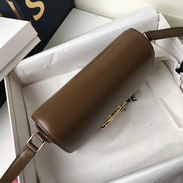 Celine Medium Triomphe Bag in Shiny Calfskin Brown C03081